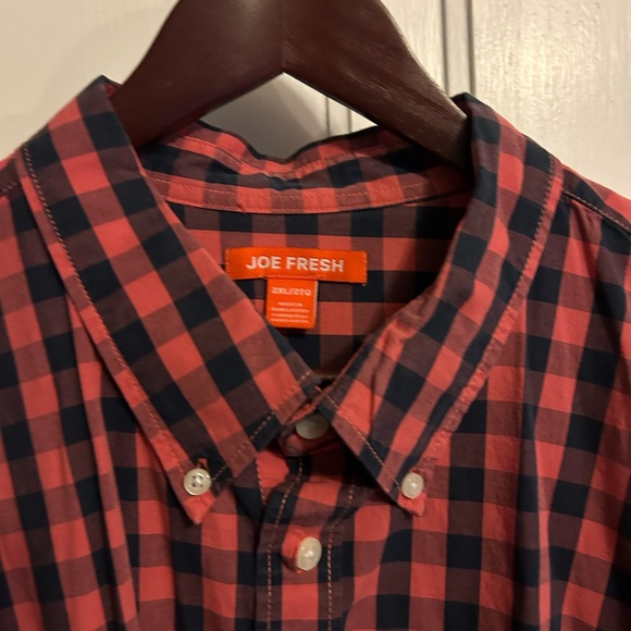 Men’s Joe Fresh Navy and Plaid Long Sleeve Button Up Shirt - Picture 4 of 4